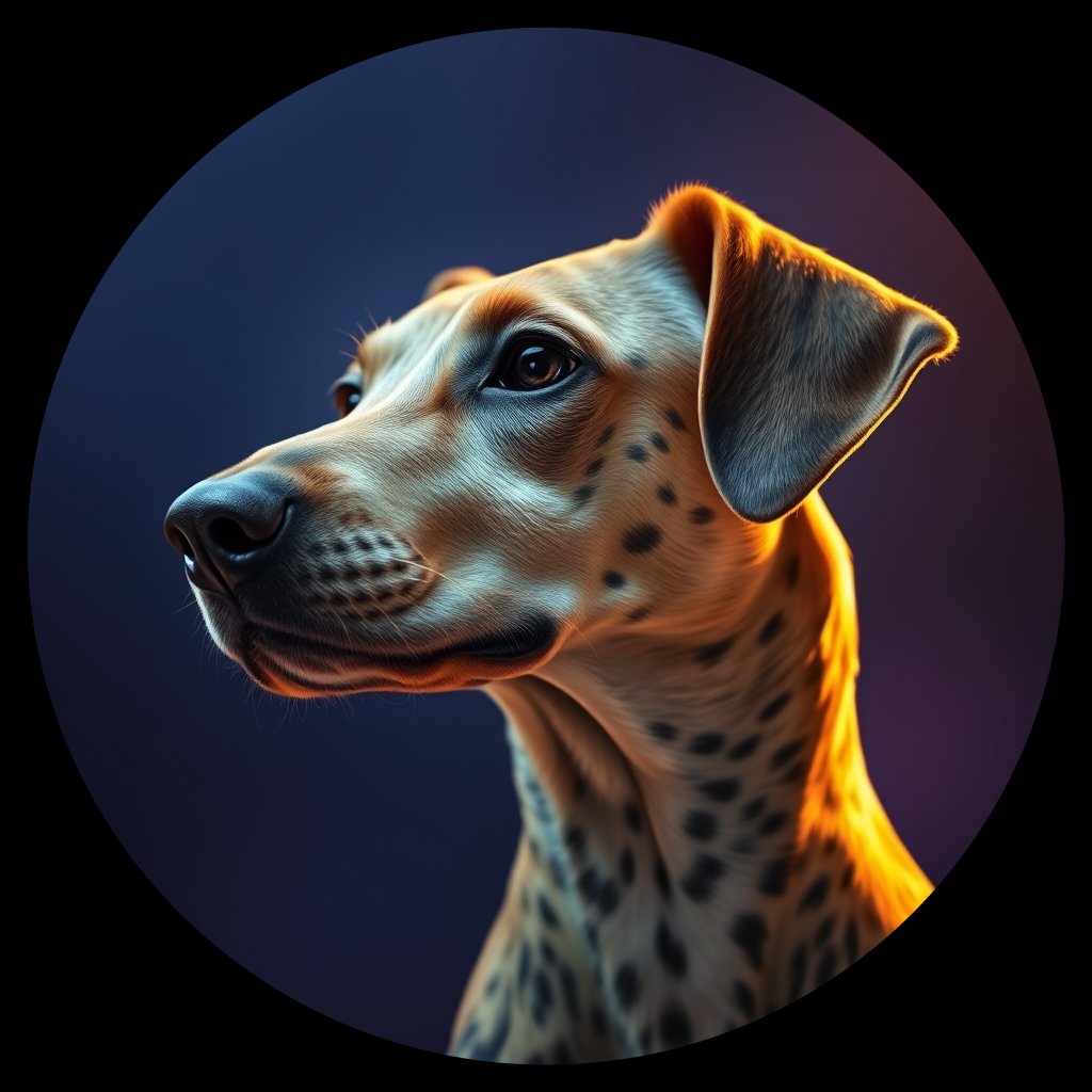 Cosmic medallion portrait of PFZ34D01_PFZ34D01, a Catahoula Leopard Dog