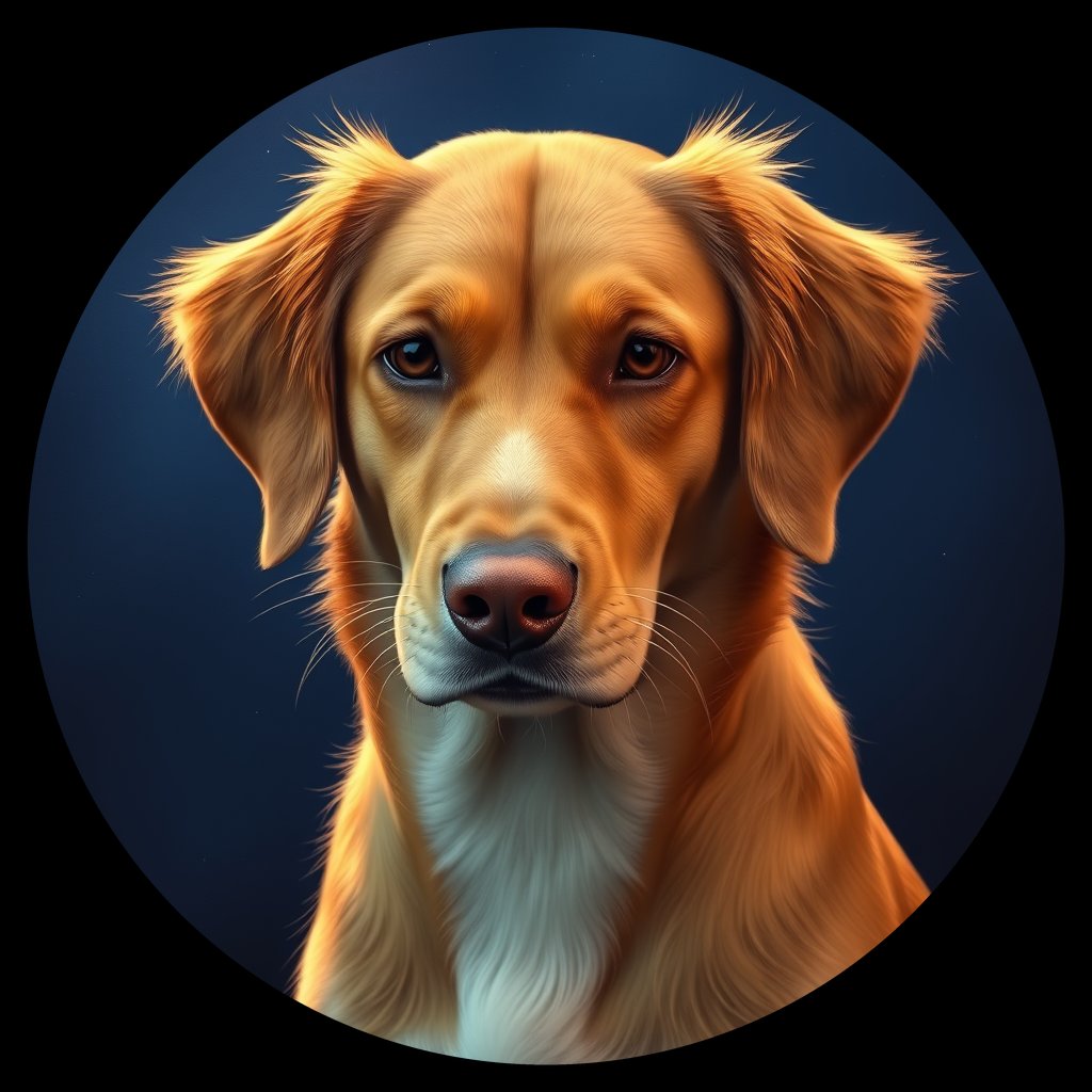 Cosmic medallion portrait of PFZ34D04_PFZ34D04, a Nova Scotia Duck Tolling Retriever