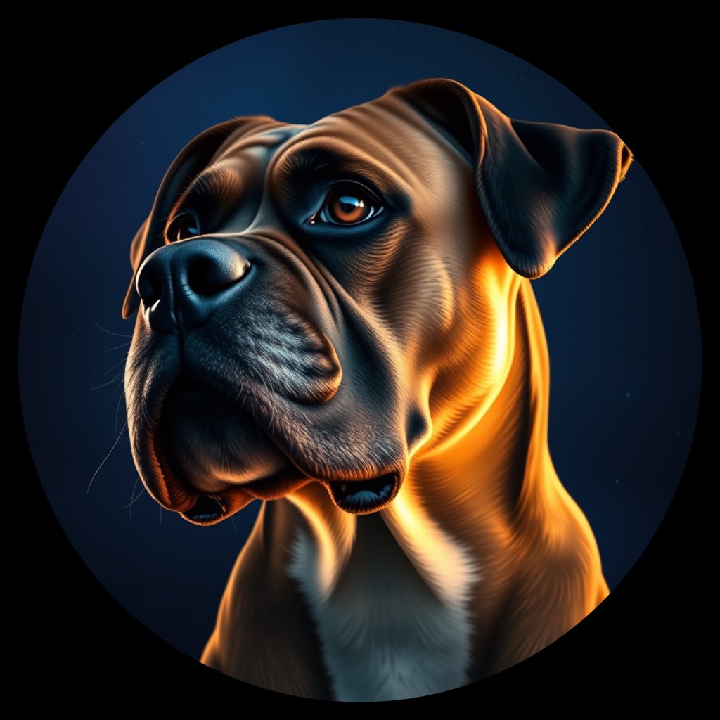 Cosmic medallion portrait of PFZ34D06_PFZ34D06, a Boxer