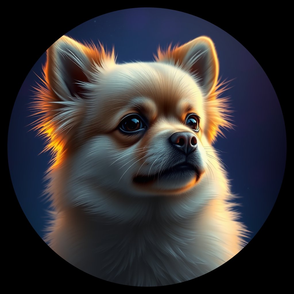 Cosmic medallion portrait of PFZ34D07_PFZ34D07, a Pomeranian