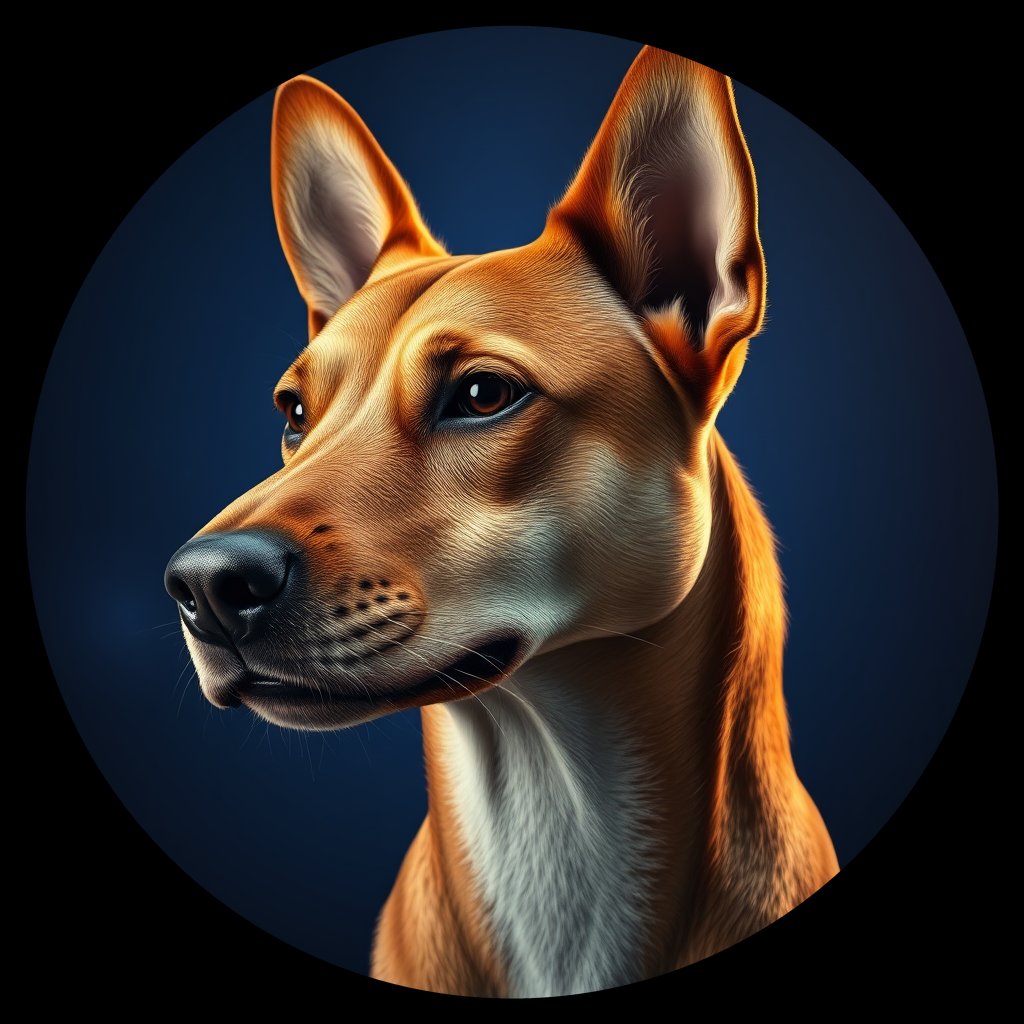 Cosmic medallion portrait of PFZ34D08_PFZ34D08, a Carolina Dog