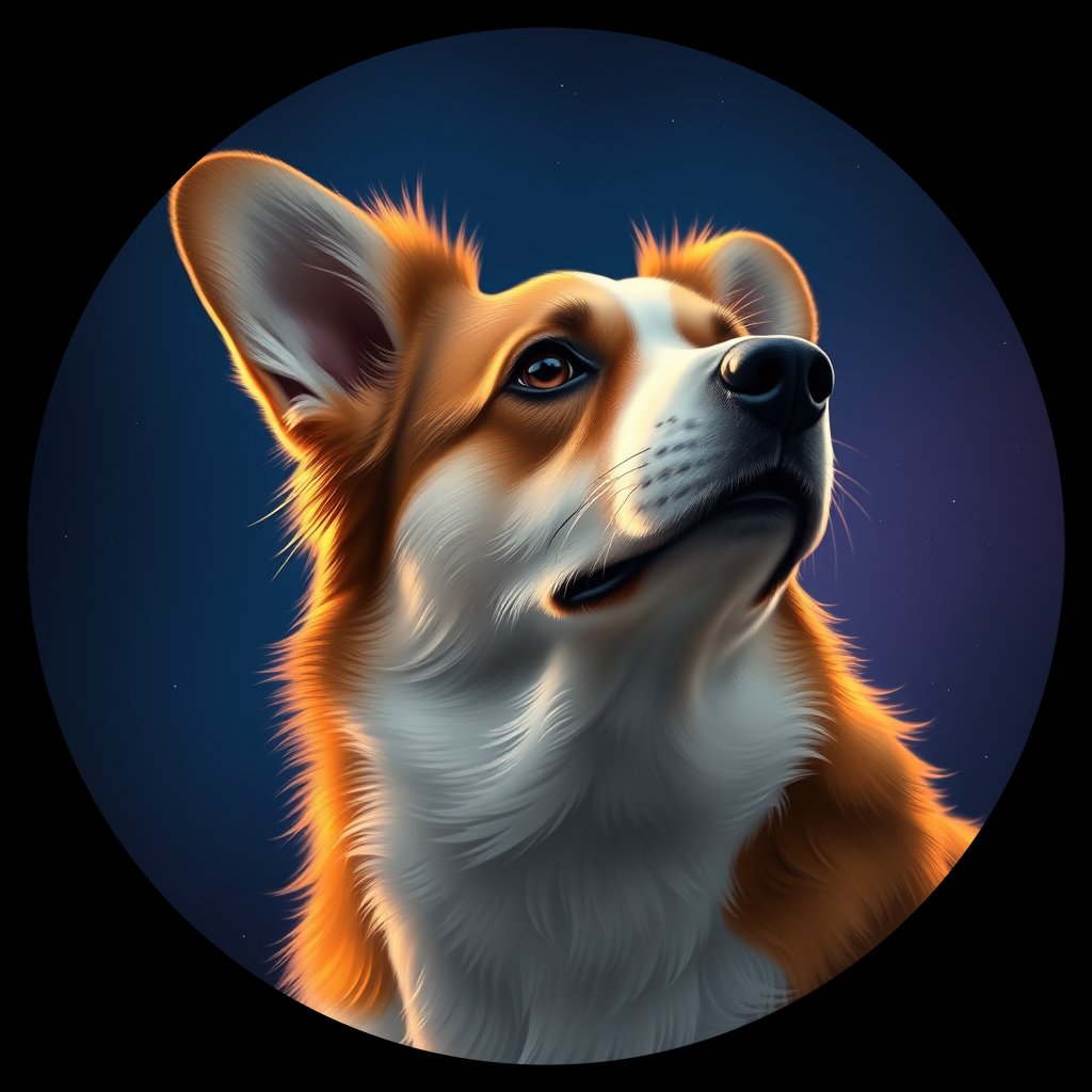 Cosmic medallion portrait of PFZ34D09_PFZ34D09, a Pembroke Welsh Corgi