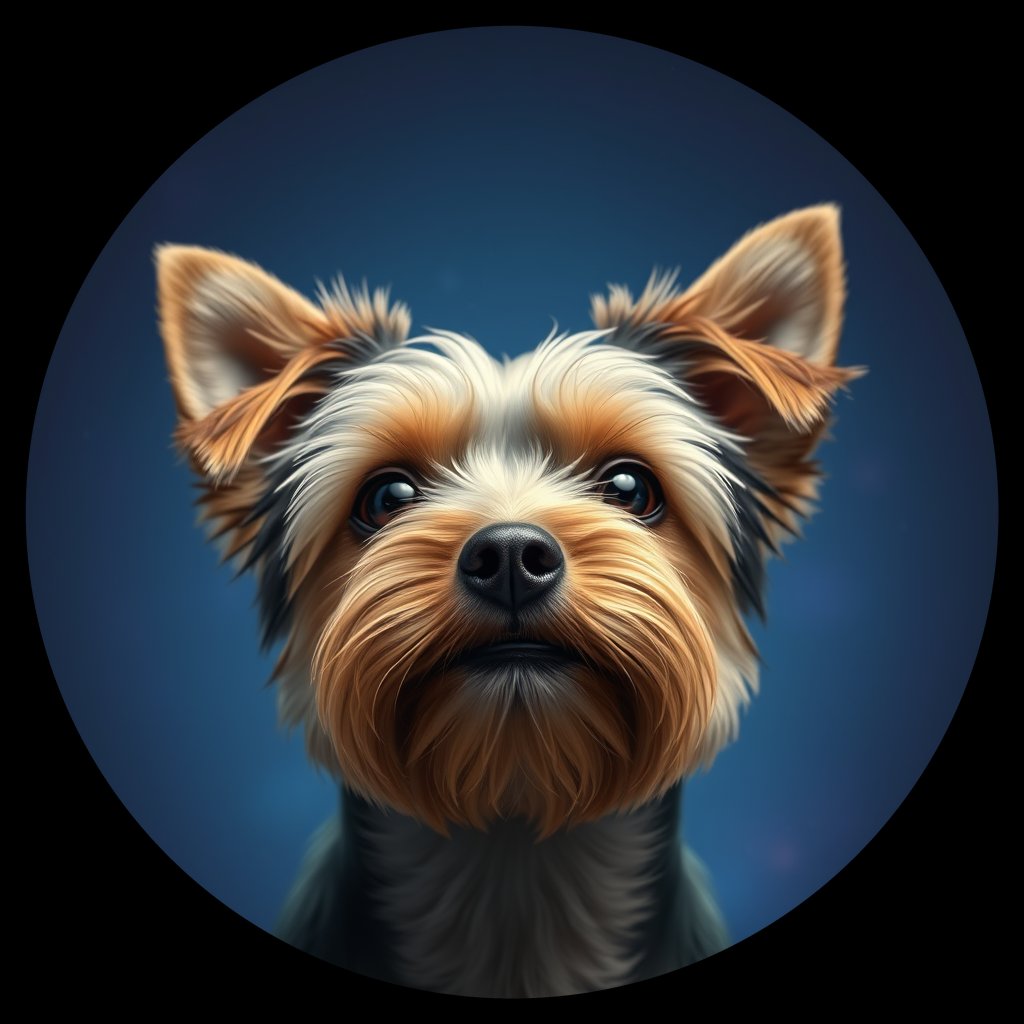Cosmic medallion portrait of PFZ34D10_PFZ34D10, a Yorkshire Terrier