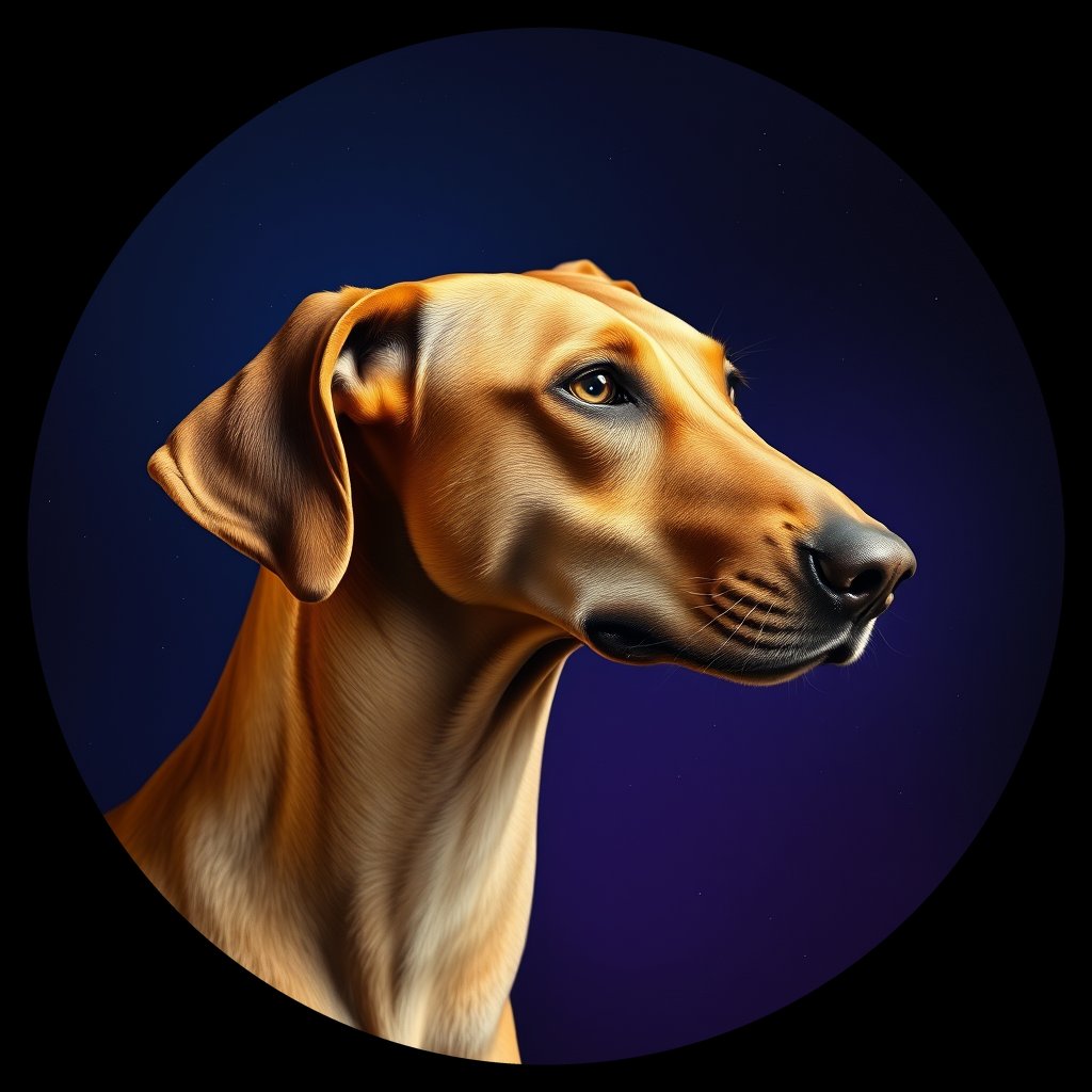 Cosmic medallion portrait of PFZ34D11_PFZ34D11, a Pharaoh Hound