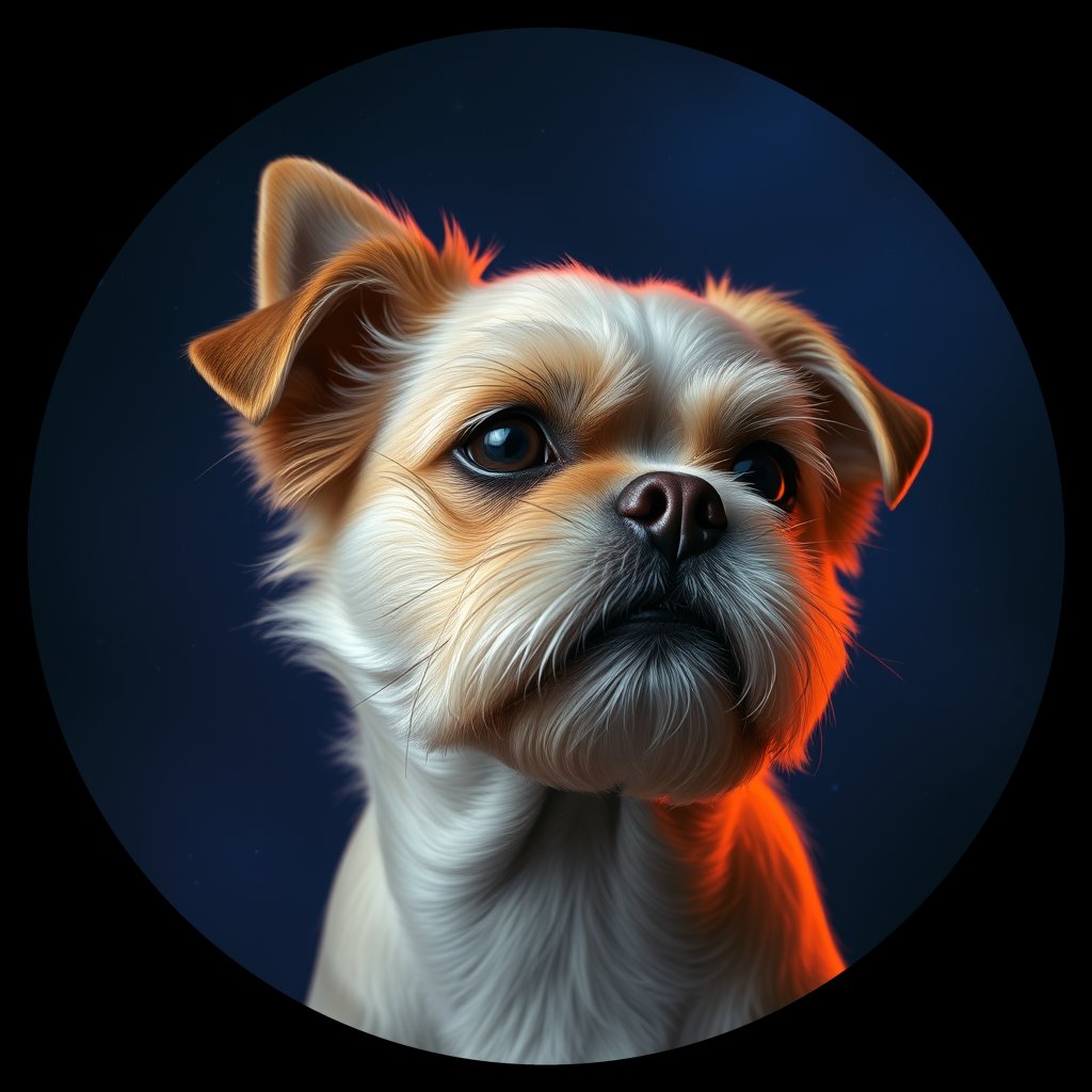 Cosmic medallion portrait of PFZ34E02_PFZ34E02, a Shih Tzu