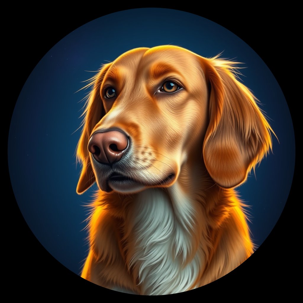 Cosmic medallion portrait of PFZ34E04_PFZ34E04, a Nova Scotia Duck Tolling Retriever