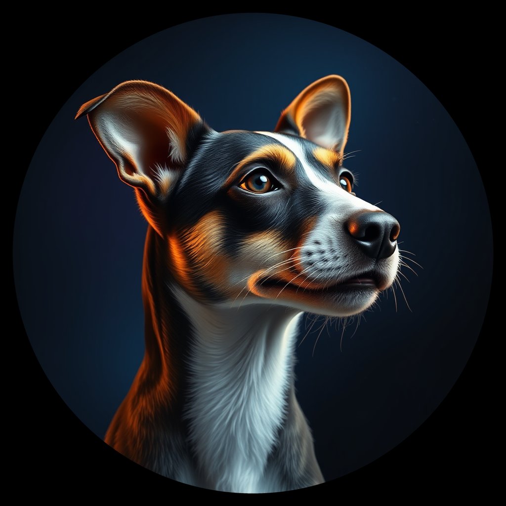 Cosmic medallion portrait of PFZ34E05_PFZ34E05, a Rat Terrier