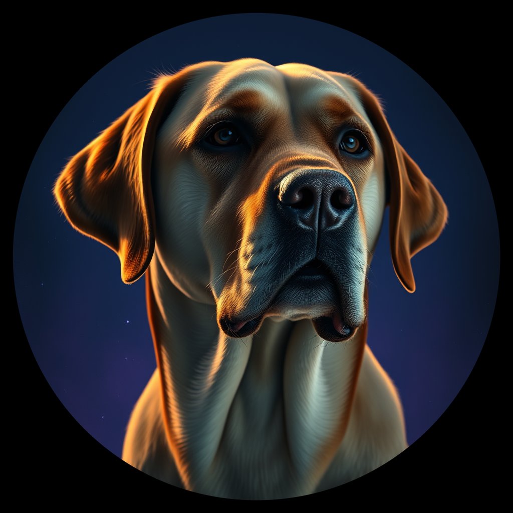 Cosmic medallion portrait of PFZ34E06_PFZ34E06, a Labrador Retriever