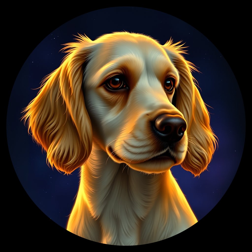 Cosmic medallion portrait of PFZ34E08_PFZ34E08, a American Cocker Spaniel