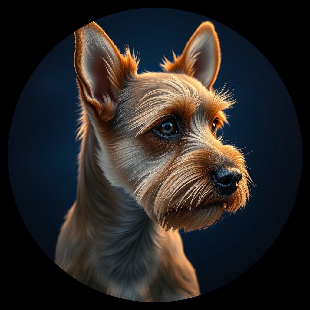 Cosmic medallion portrait of PFZ34E09_PFZ34E09, a Norfolk Terrier