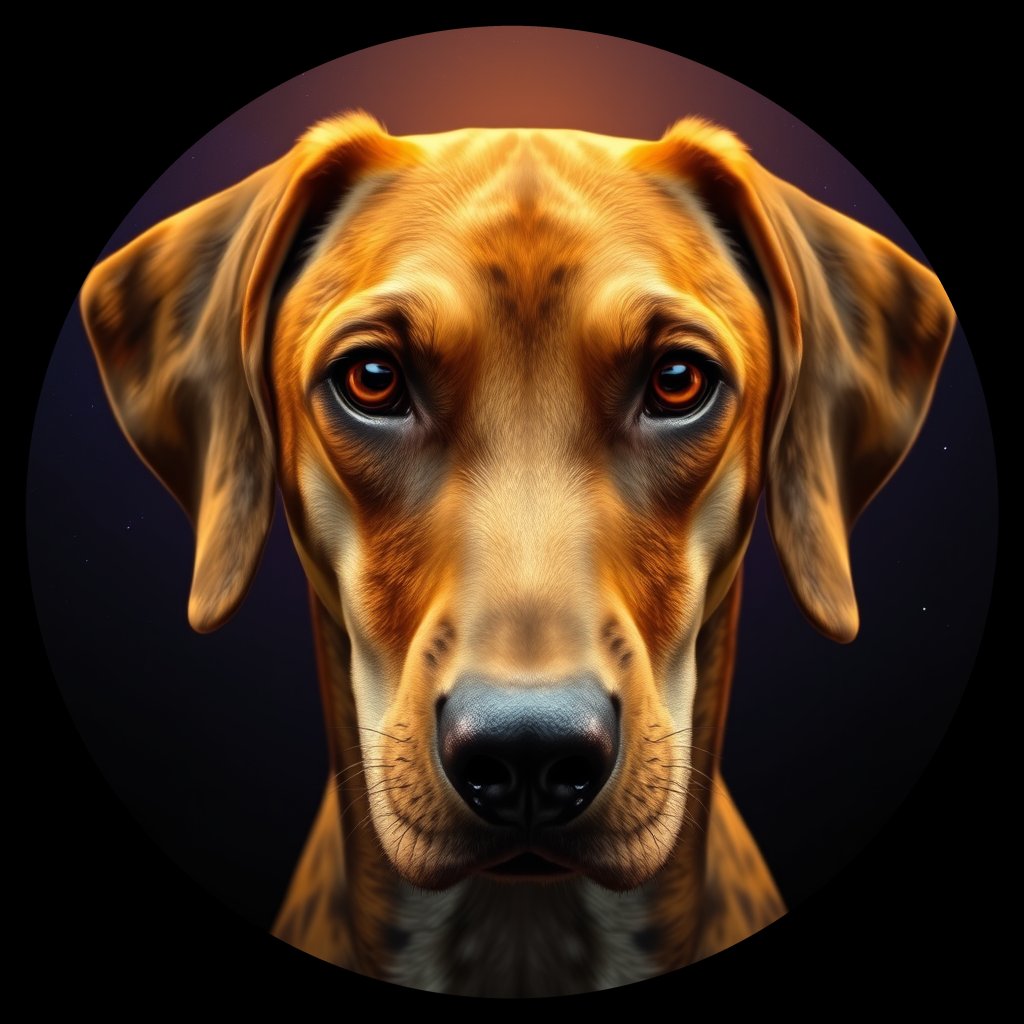 Cosmic medallion portrait of PFZ34F04_PFZ34F04, a Catahoula Leopard Dog