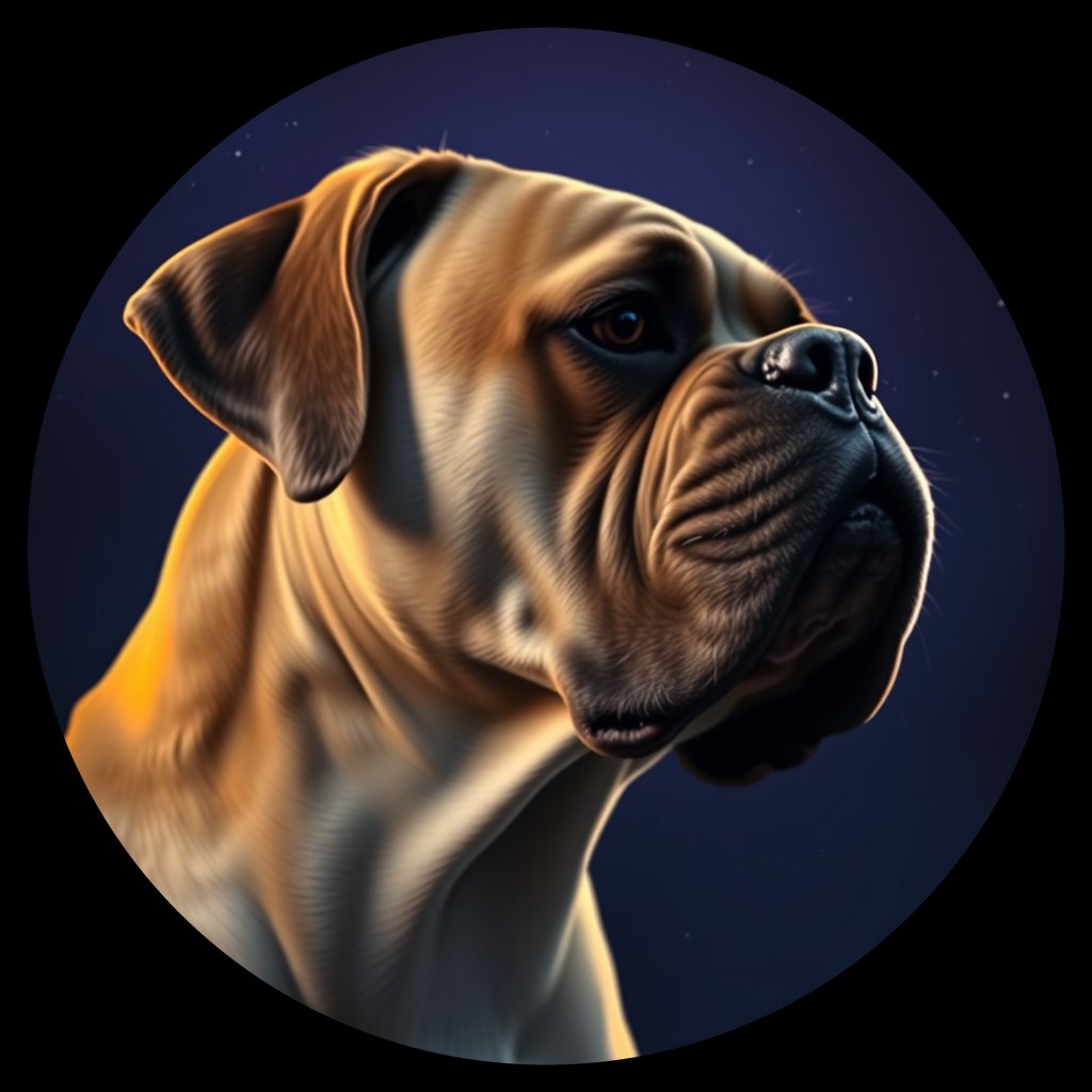 Cosmic medallion portrait of PFZ34F05_PFZ34F05, a Boxer