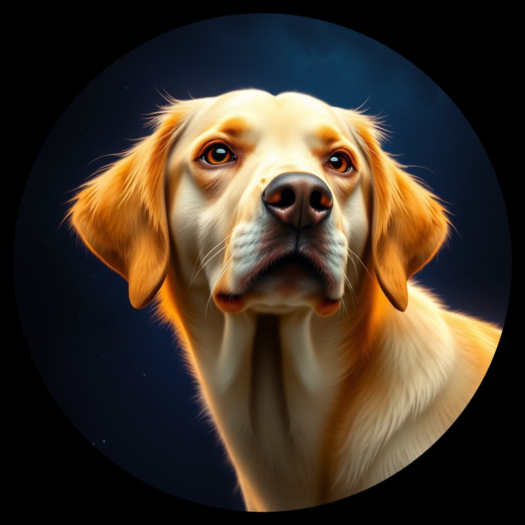 Cosmic medallion portrait of PFZ34F07_PFZ34F07, a Nova Scotia Duck Tolling Retriever