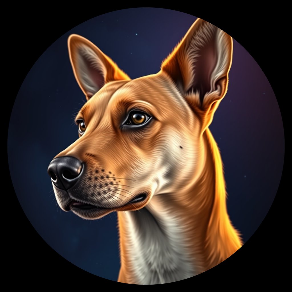 Cosmic medallion portrait of PFZ34F08_PFZ34F08, a Carolina Dog