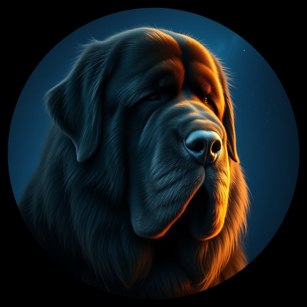 Cosmic medallion portrait of PFZ34F11_PFZ34F11, a Newfoundland