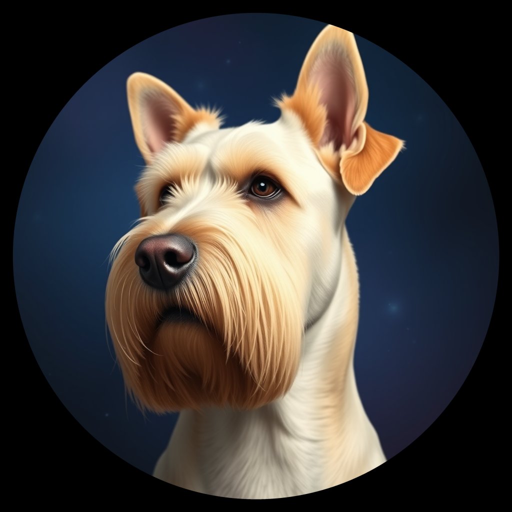 Cosmic medallion portrait of PFZ34G01_PFZ34G01, a Bouvier Des Flandres