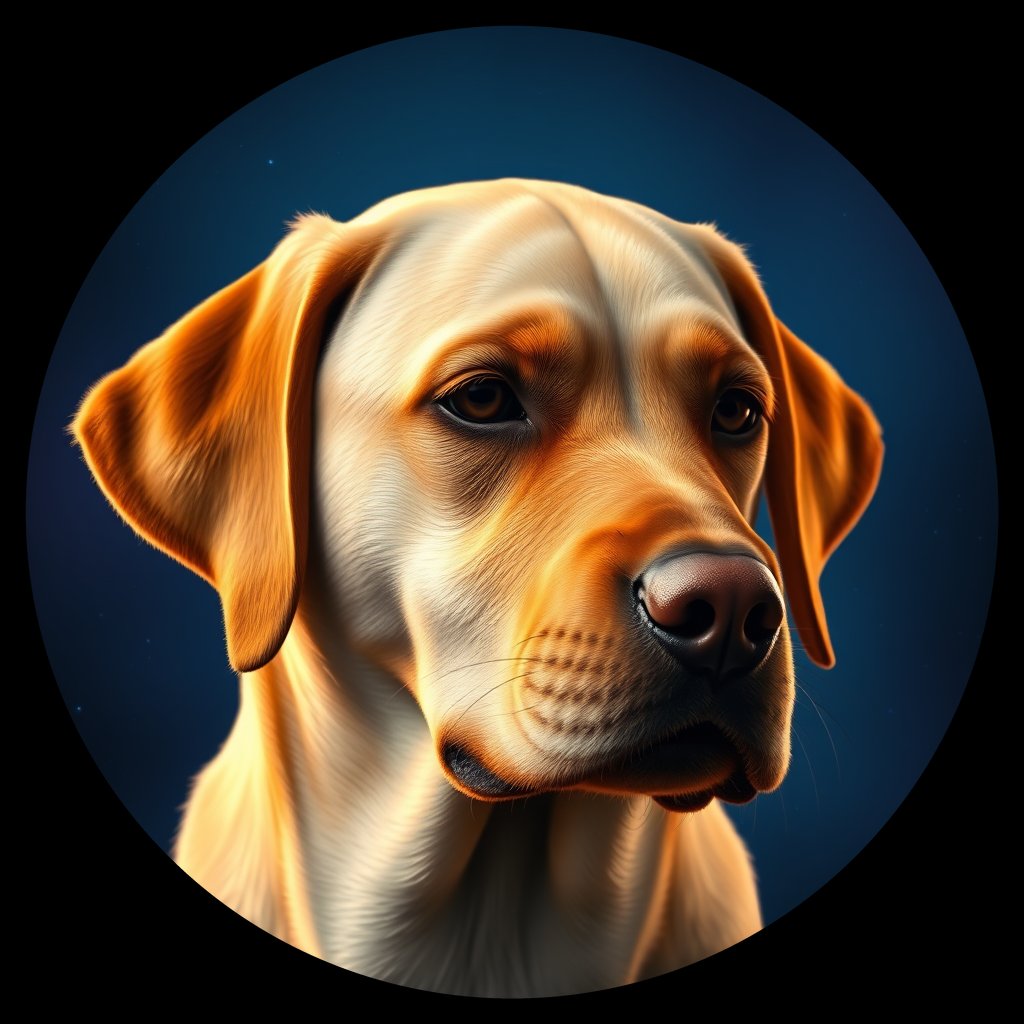 Cosmic medallion portrait of PFZ34G02_PFZ34G02, a Labrador Retriever