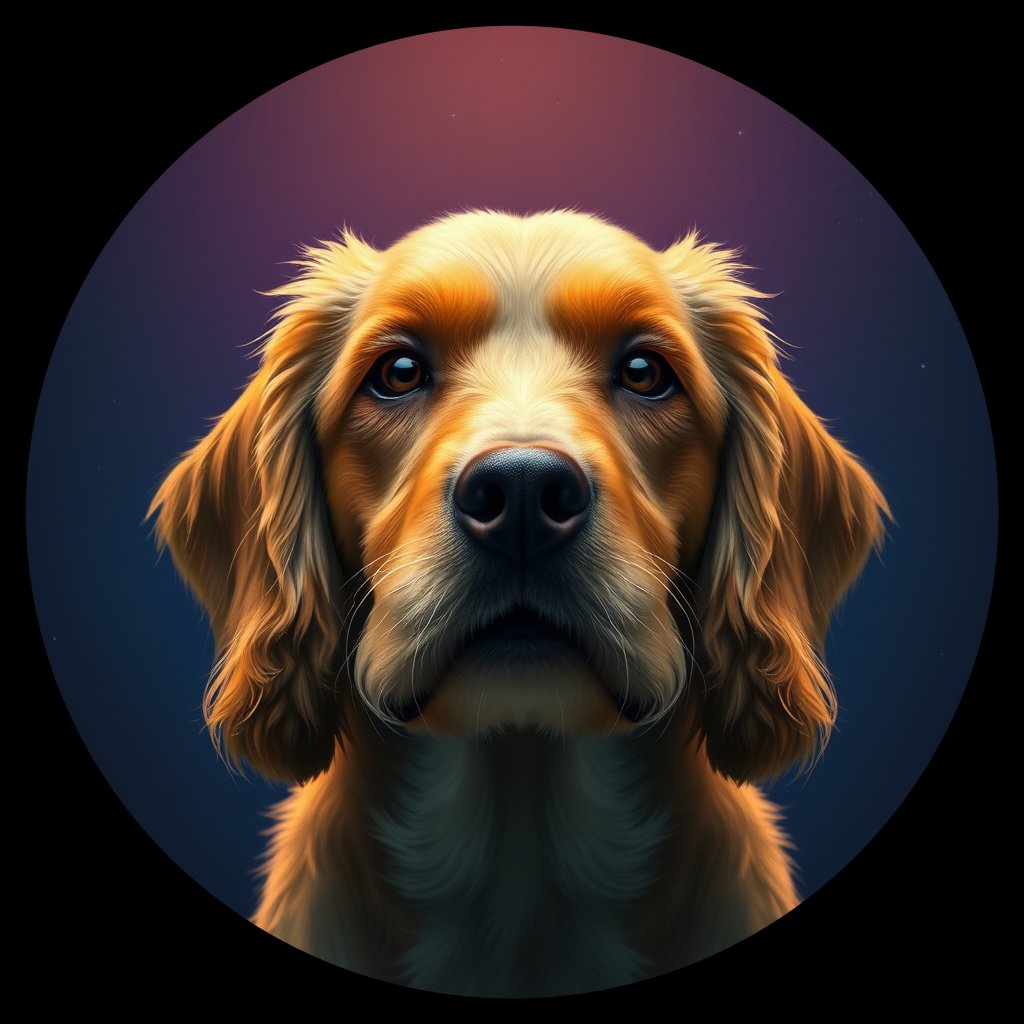 Cosmic medallion portrait of PFZ34G03_PFZ34G03, a American Cocker Spaniel