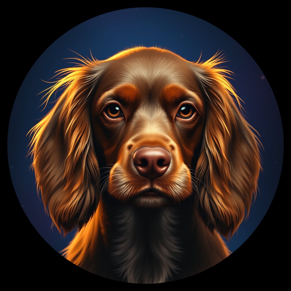 Cosmic medallion portrait of PFZ34G05_PFZ34G05, a American Cocker Spaniel
