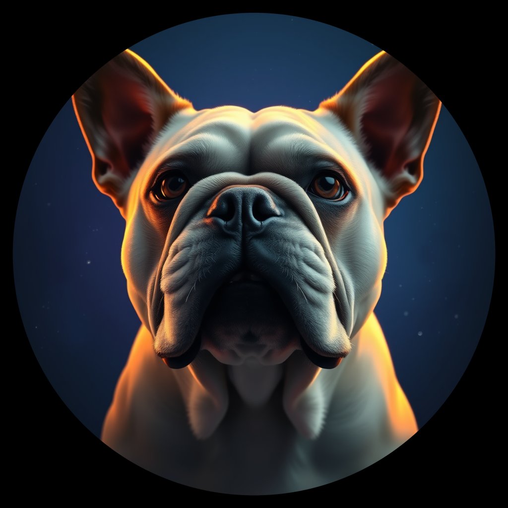 Cosmic medallion portrait of PFZ34G06_PFZ34G06, a Bulldog