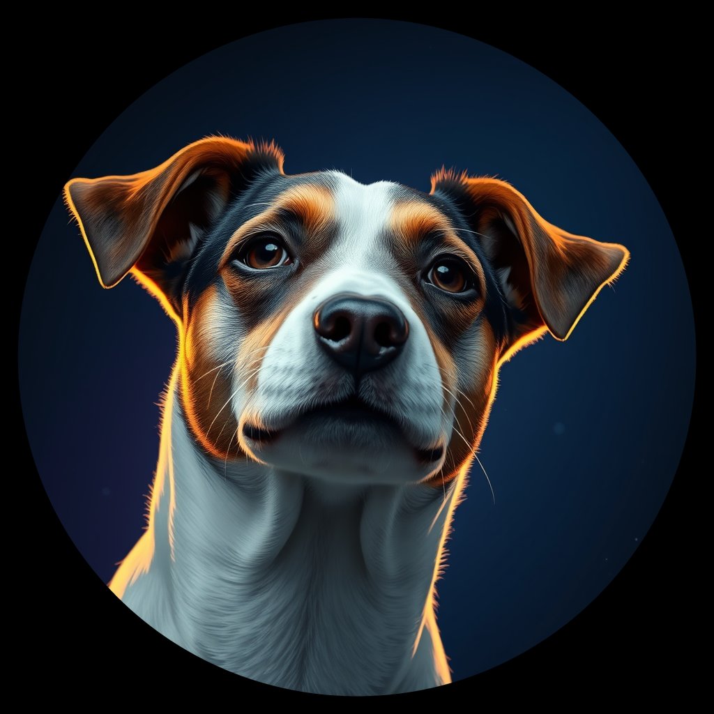 Cosmic medallion portrait of PFZ34G07_PFZ34G07, a Jack Russell Terrier