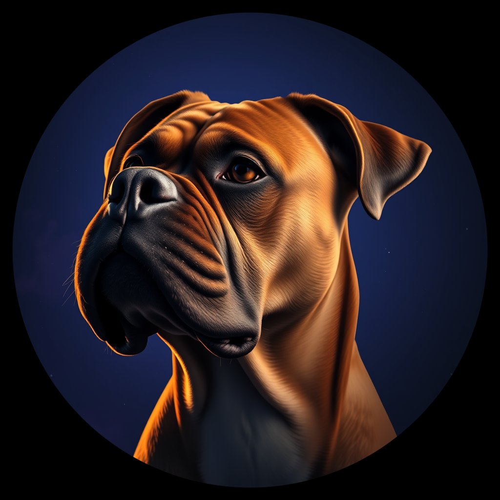 Cosmic medallion portrait of PFZ34G09_PFZ34G09, a Boxer