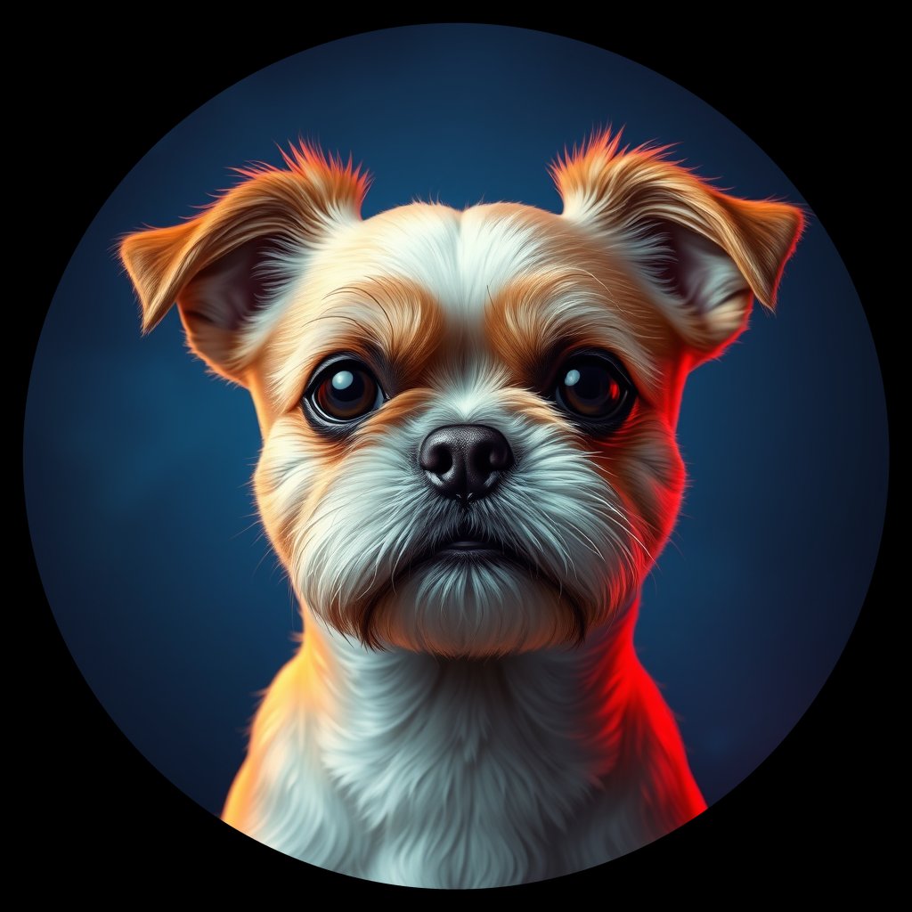 Cosmic medallion portrait of PFZ34H01_PFZ34H01, a Shih Tzu