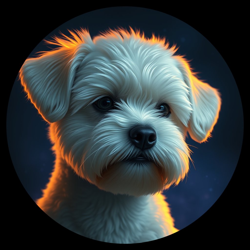 Cosmic medallion portrait of PFZ34H02_PFZ34H02, a Bichon Frise
