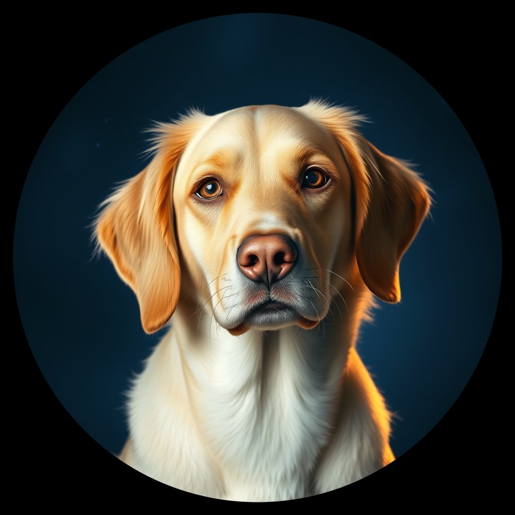 Cosmic medallion portrait of PFZ34H03_PFZ34H03, a Nova Scotia Duck Tolling Retriever