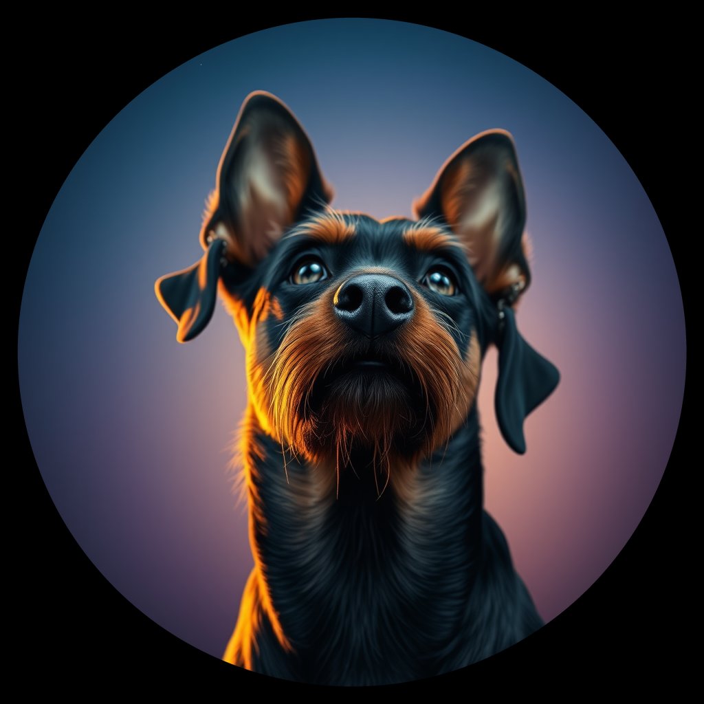 Cosmic medallion portrait of PFZ34H04_PFZ34H04, a Toy Manchester Terrier