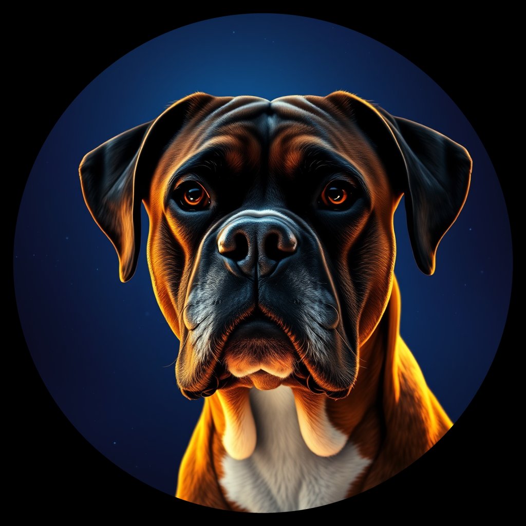 Cosmic medallion portrait of PFZ34H05_PFZ34H05, a Boxer