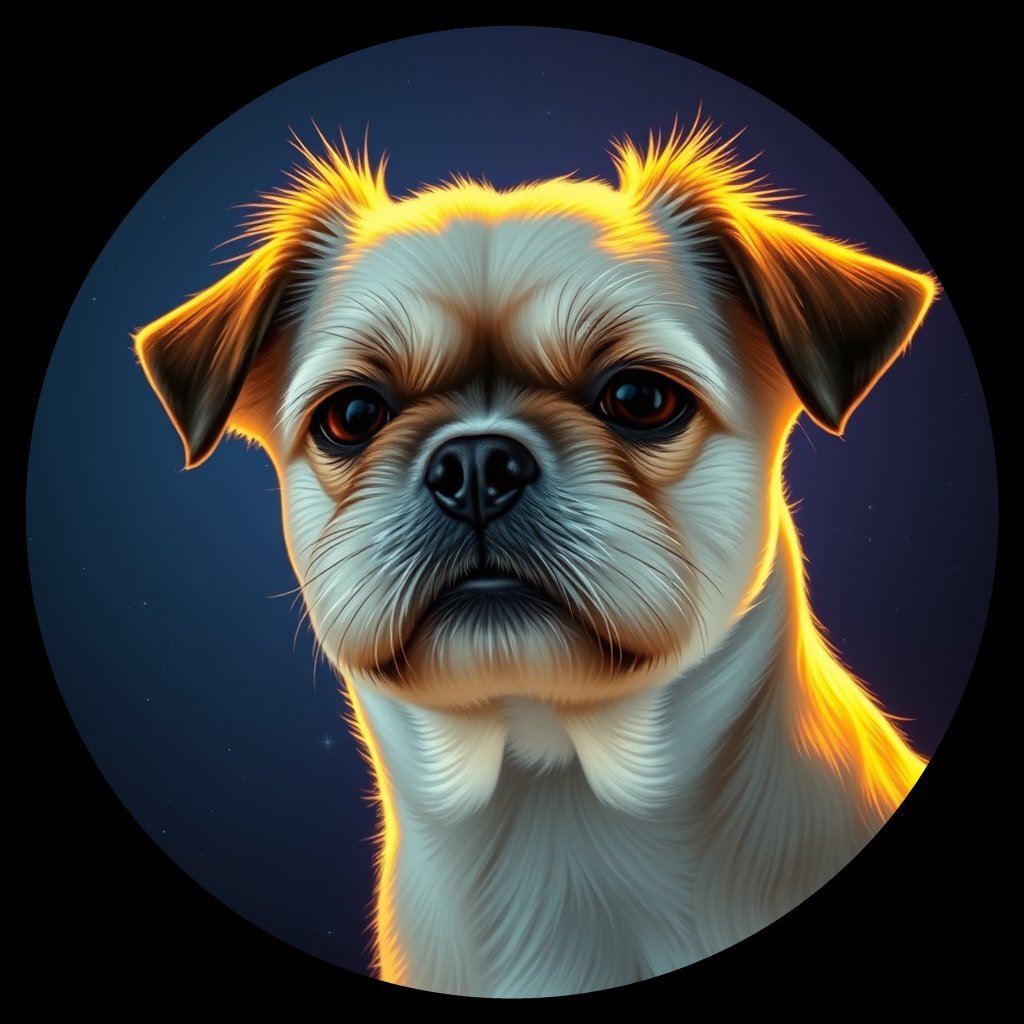 Cosmic medallion portrait of PFZ34H07_PFZ34H07, a Shih Tzu