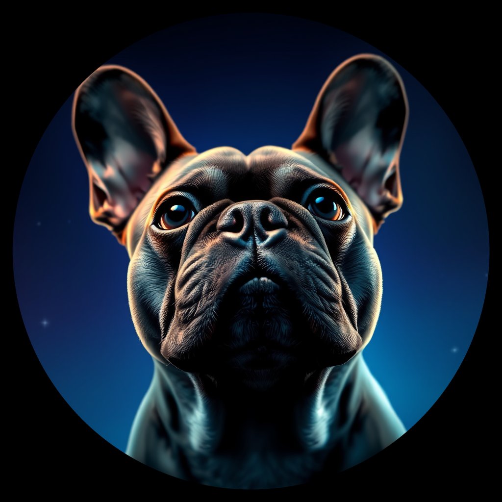 Cosmic medallion portrait of PFZ34H09_PFZ34H09, a French Bulldog