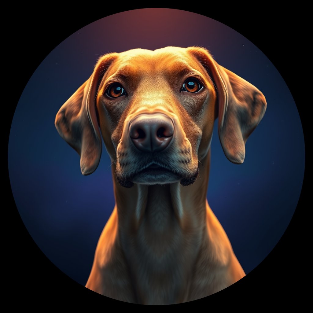 Cosmic medallion portrait of PFZ35A03_PFZ35A03, a Vizsla