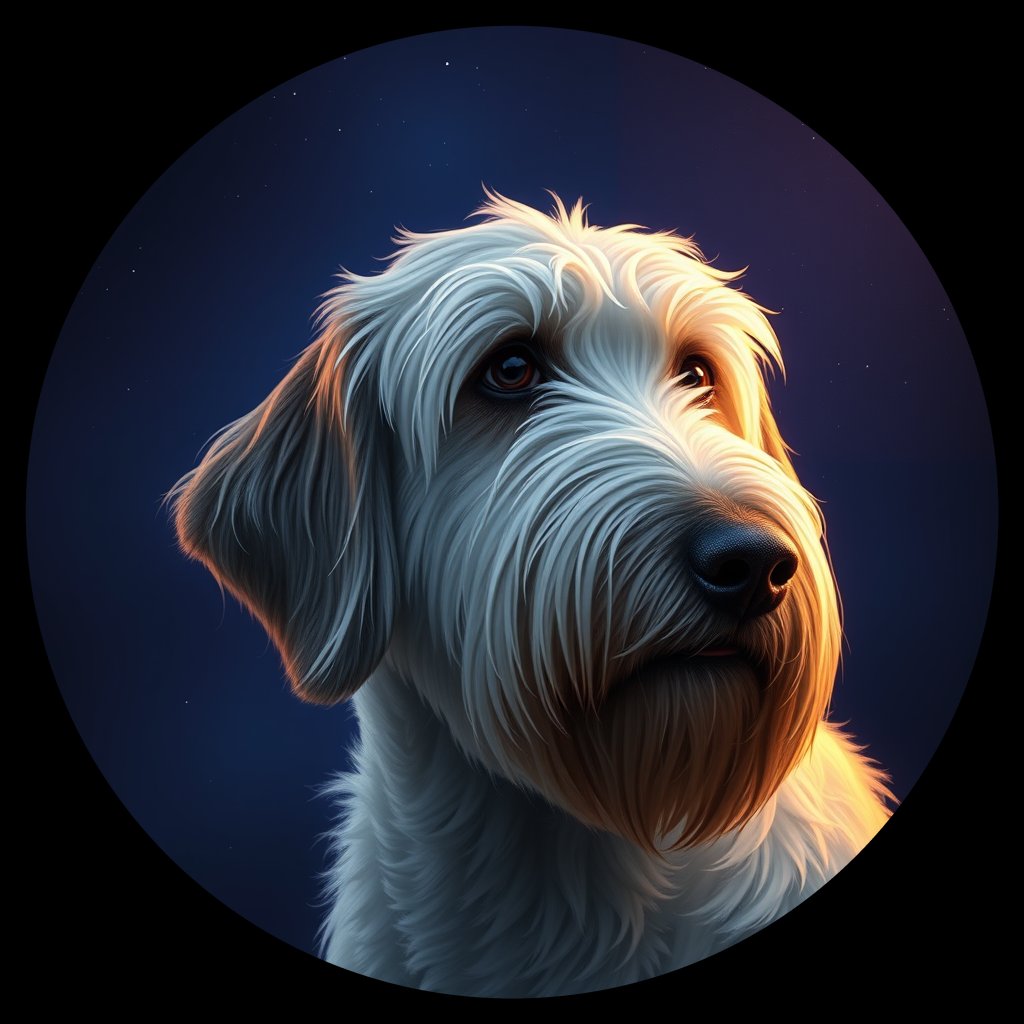 Cosmic medallion portrait of PFZ35A09_PFZ35A09, a Old English Sheepdog