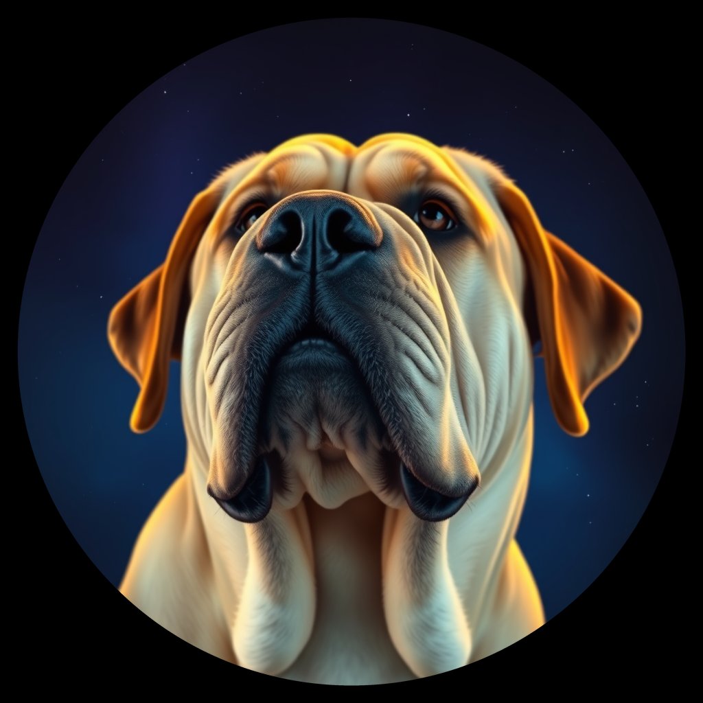 Cosmic medallion portrait of PFZ35A12_PFZ35A12, a Mastiff