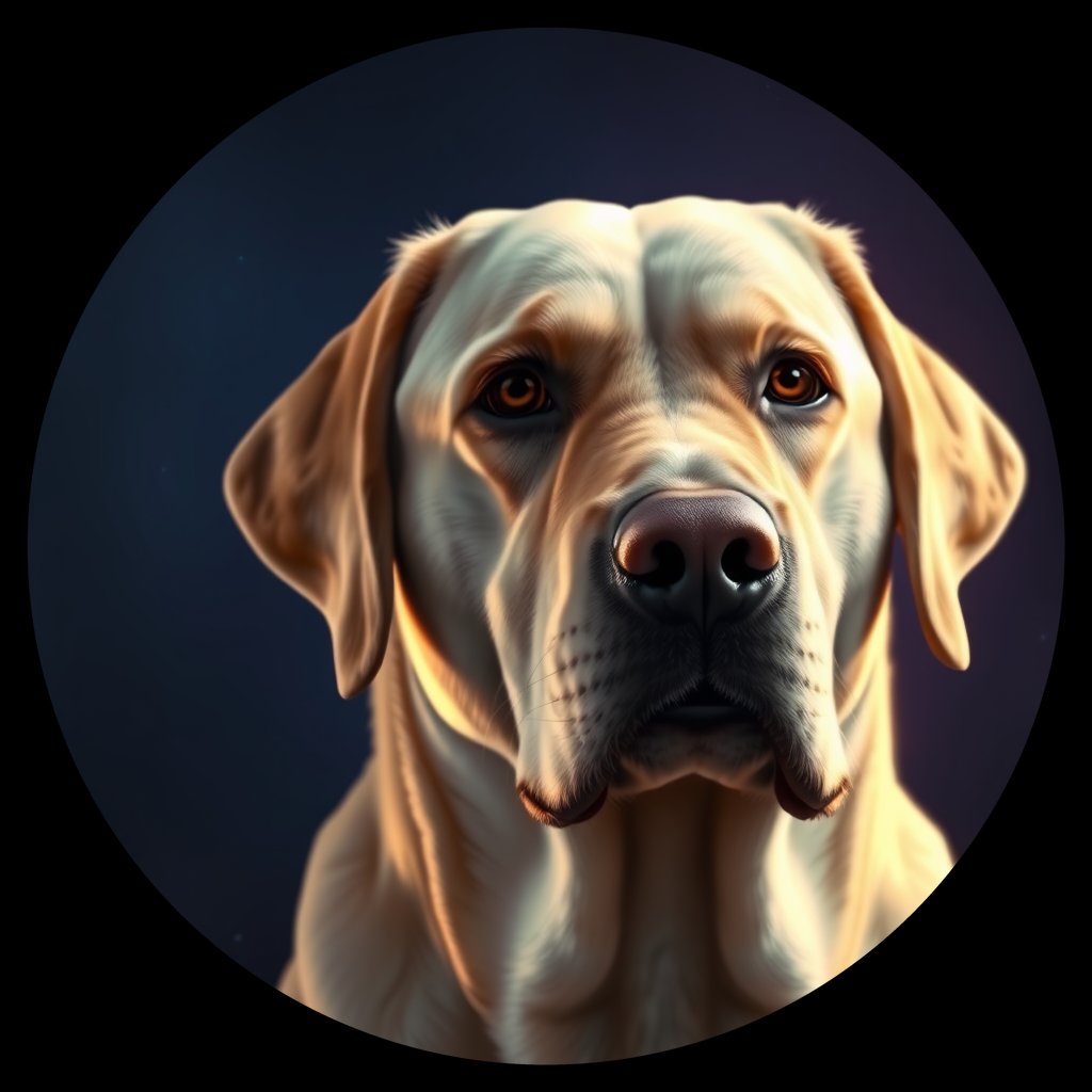 Cosmic medallion portrait of PFZ35B03_PFZ35B03, a Labrador Retriever