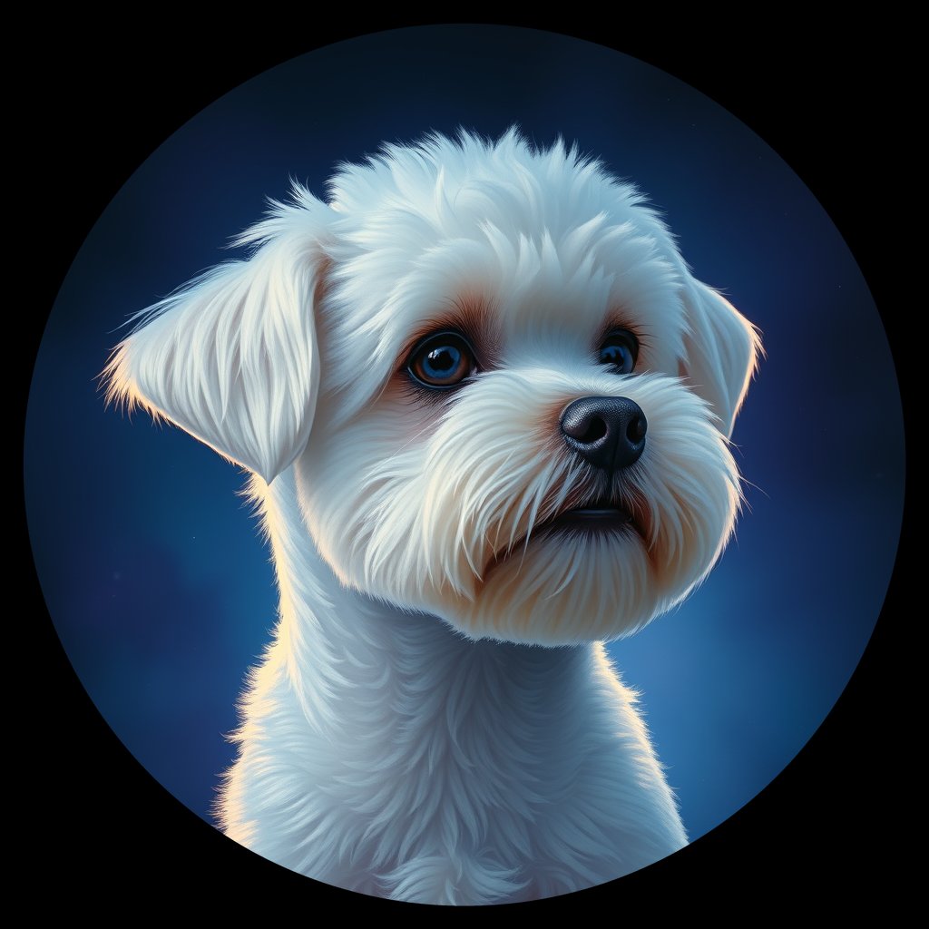 Cosmic medallion portrait of PFZ35B04_PFZ35B04, a Bichon Frise