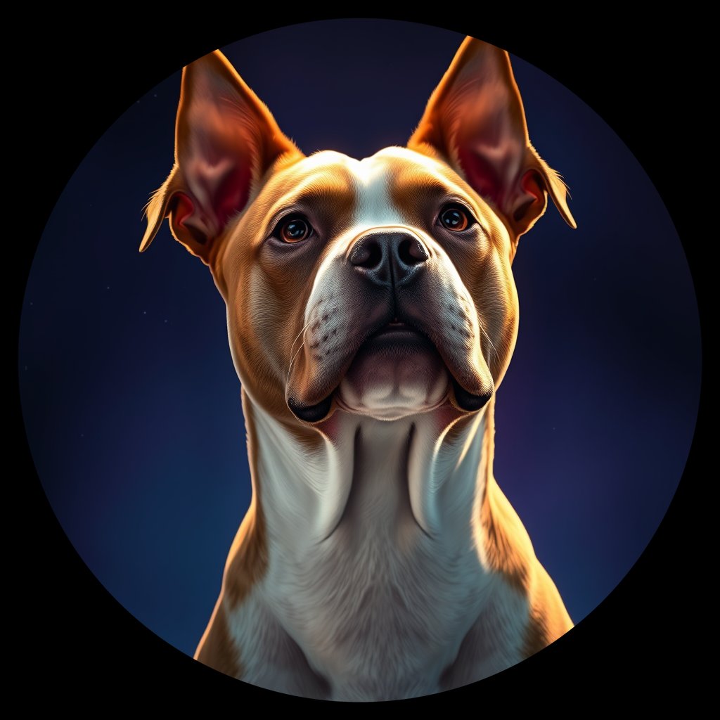 Cosmic medallion portrait of PFZ35B07_PFZ35B07, a American Pit Bull Terrier