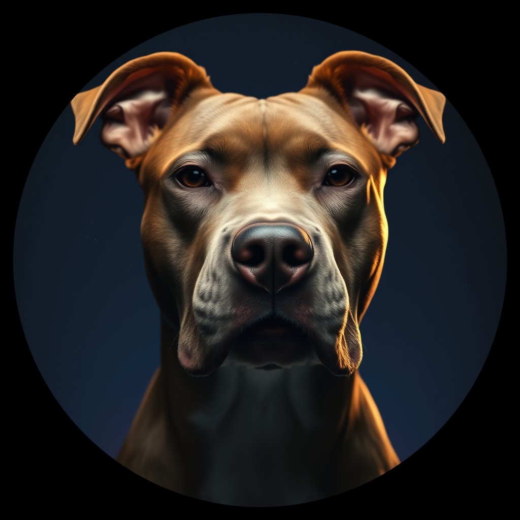 Cosmic medallion portrait of PFZ35B10_PFZ35B10, a American Pit Bull Terrier