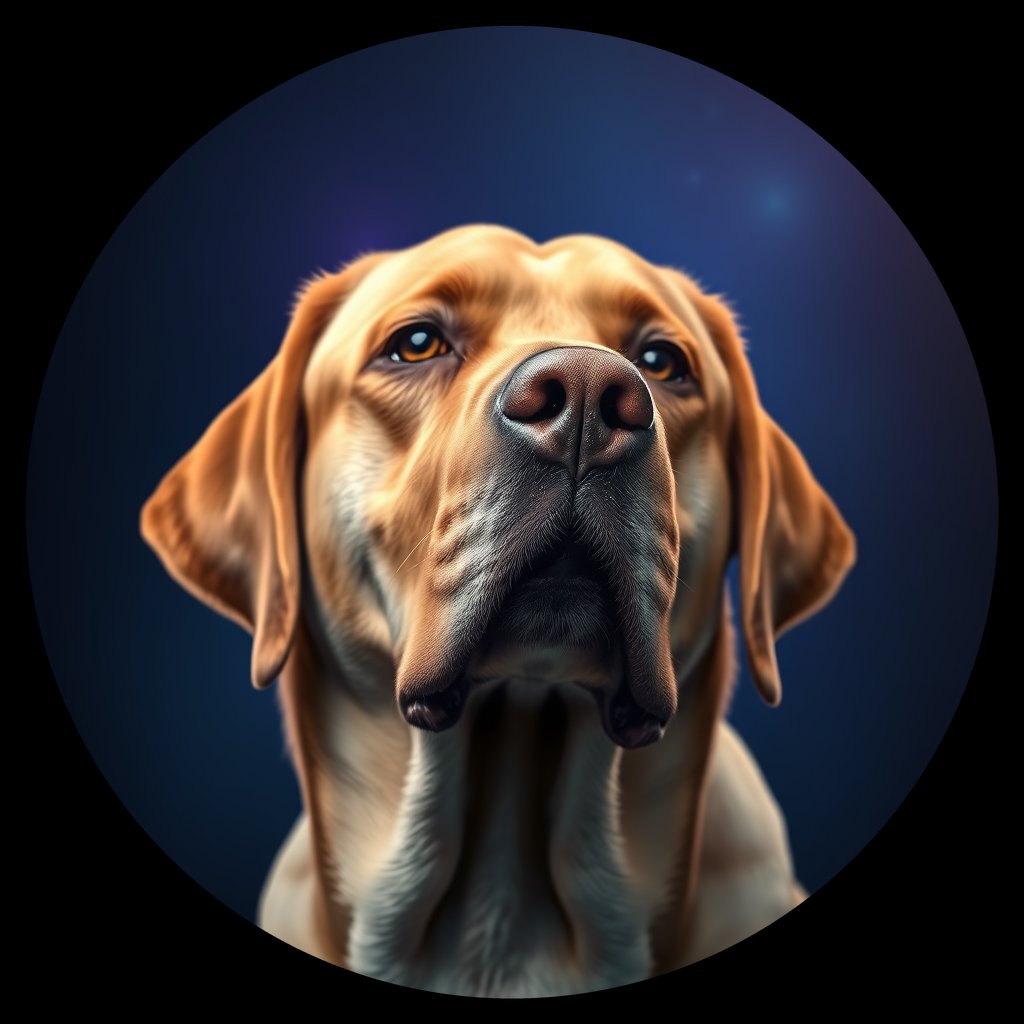 Cosmic medallion portrait of PFZ35B11_PFZ35B11, a Labrador Retriever
