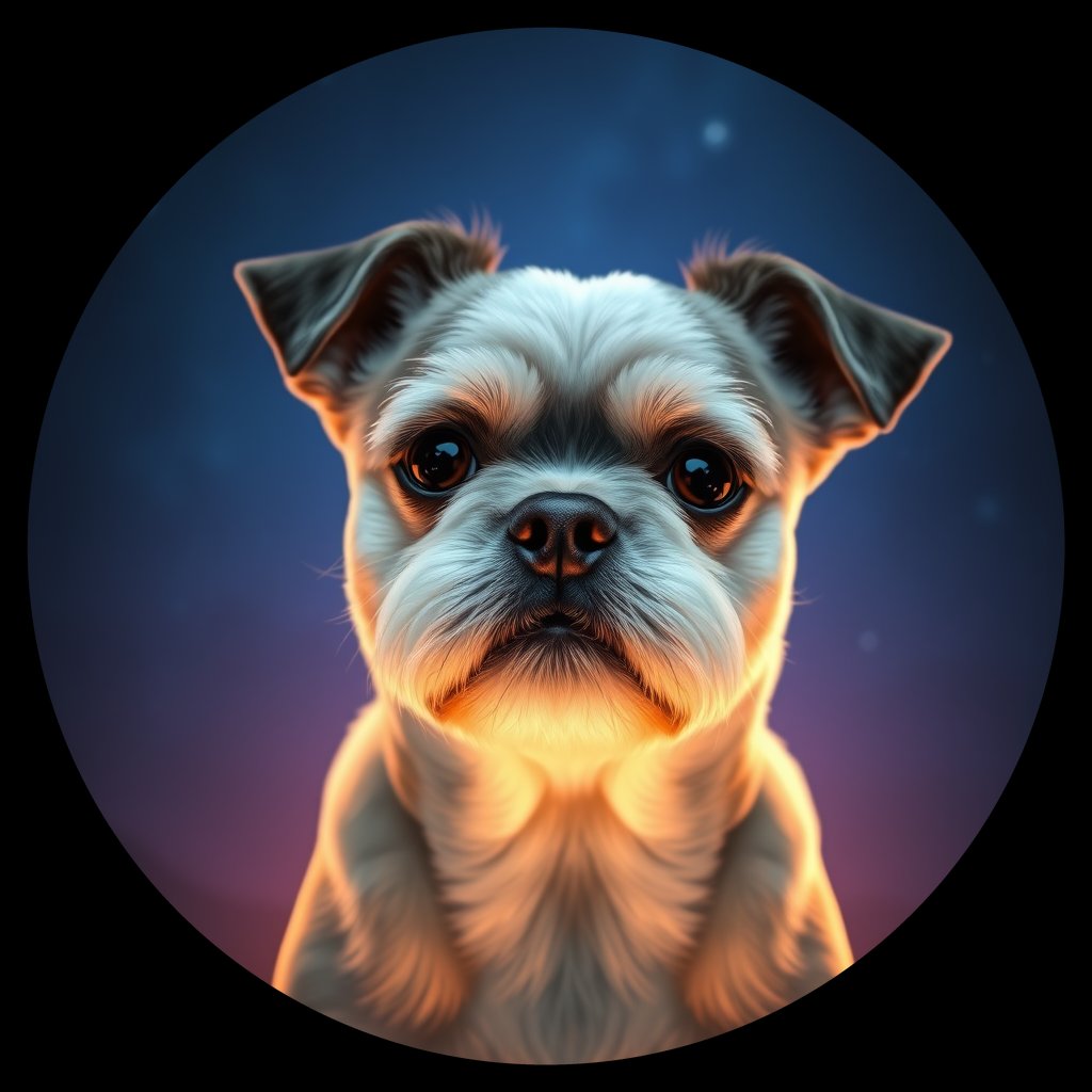 Cosmic medallion portrait of PFZ35C04_PFZ35C04, a Shih Tzu