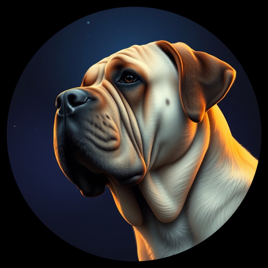 Cosmic medallion portrait of PFZ35C07_PFZ35C07, a Mastiff