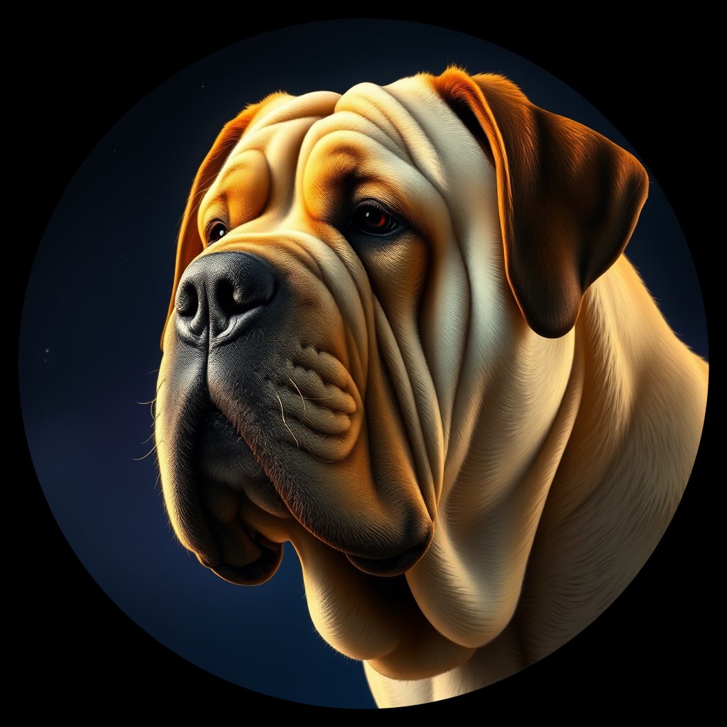 Cosmic medallion portrait of PFZ35C10_PFZ35C10, a Mastiff