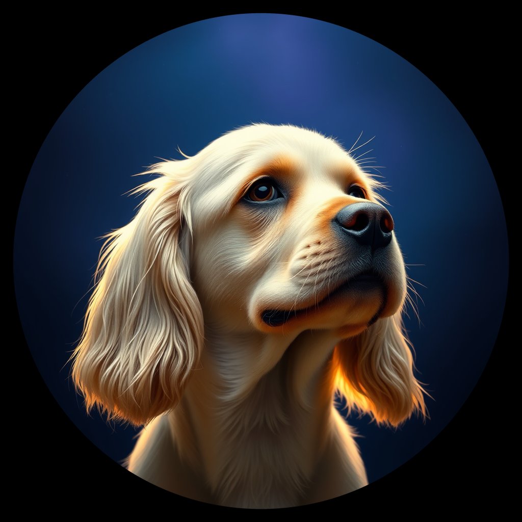 Cosmic medallion portrait of PFZ35D01_PFZ35D01, a American Cocker Spaniel