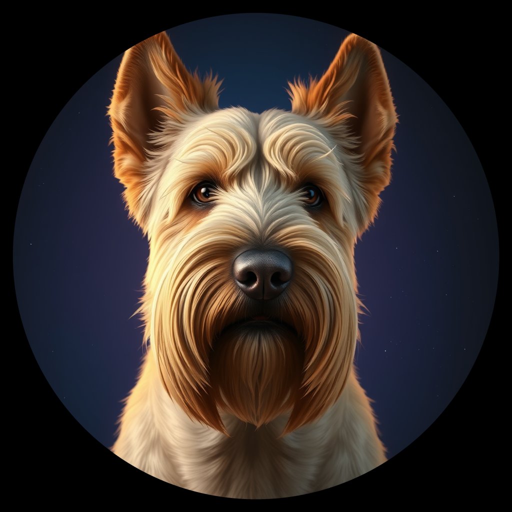 Cosmic medallion portrait of PFZ35D03_PFZ35D03, a Bouvier Des Flandres