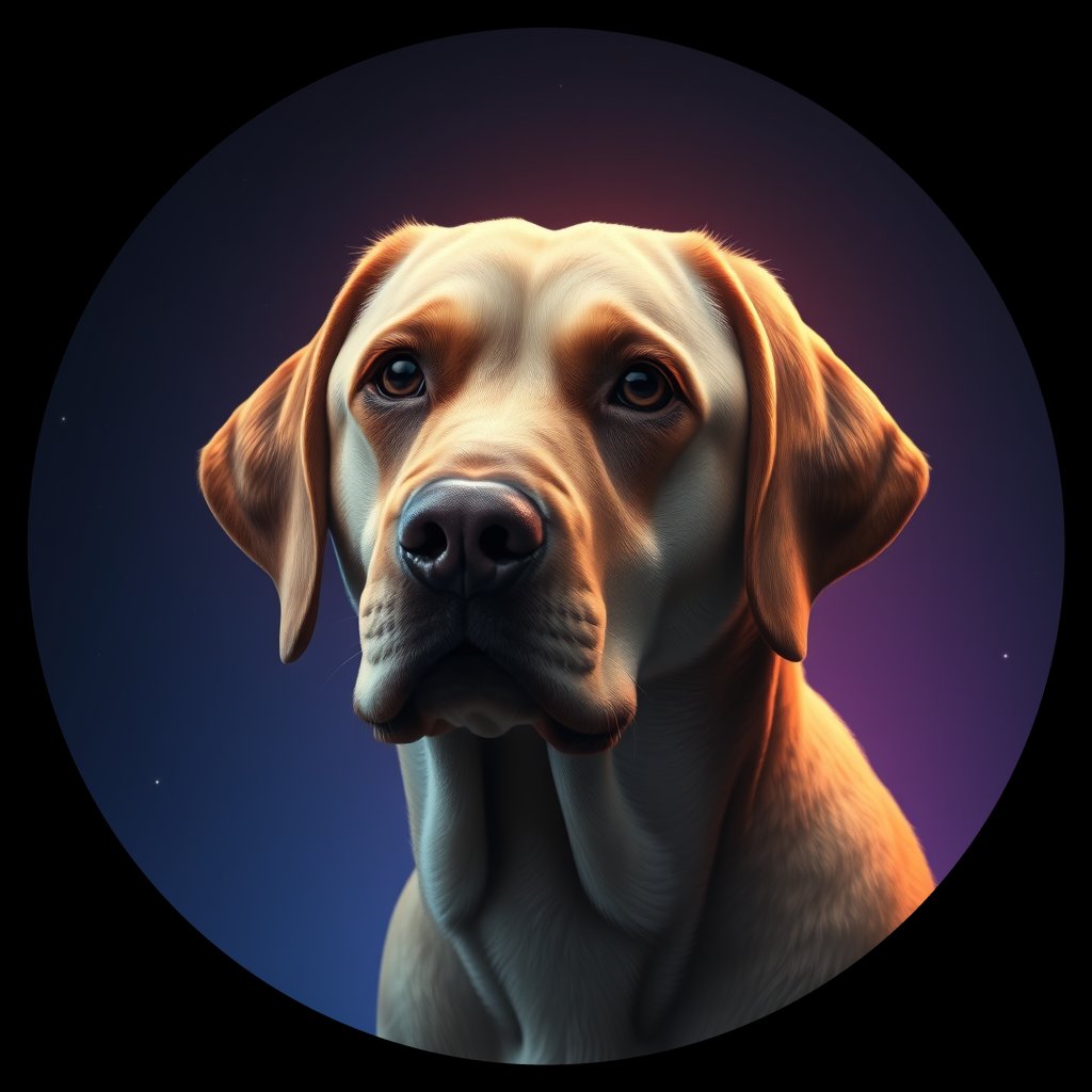 Cosmic medallion portrait of PFZ35D05_PFZ35D05, a Labrador Retriever