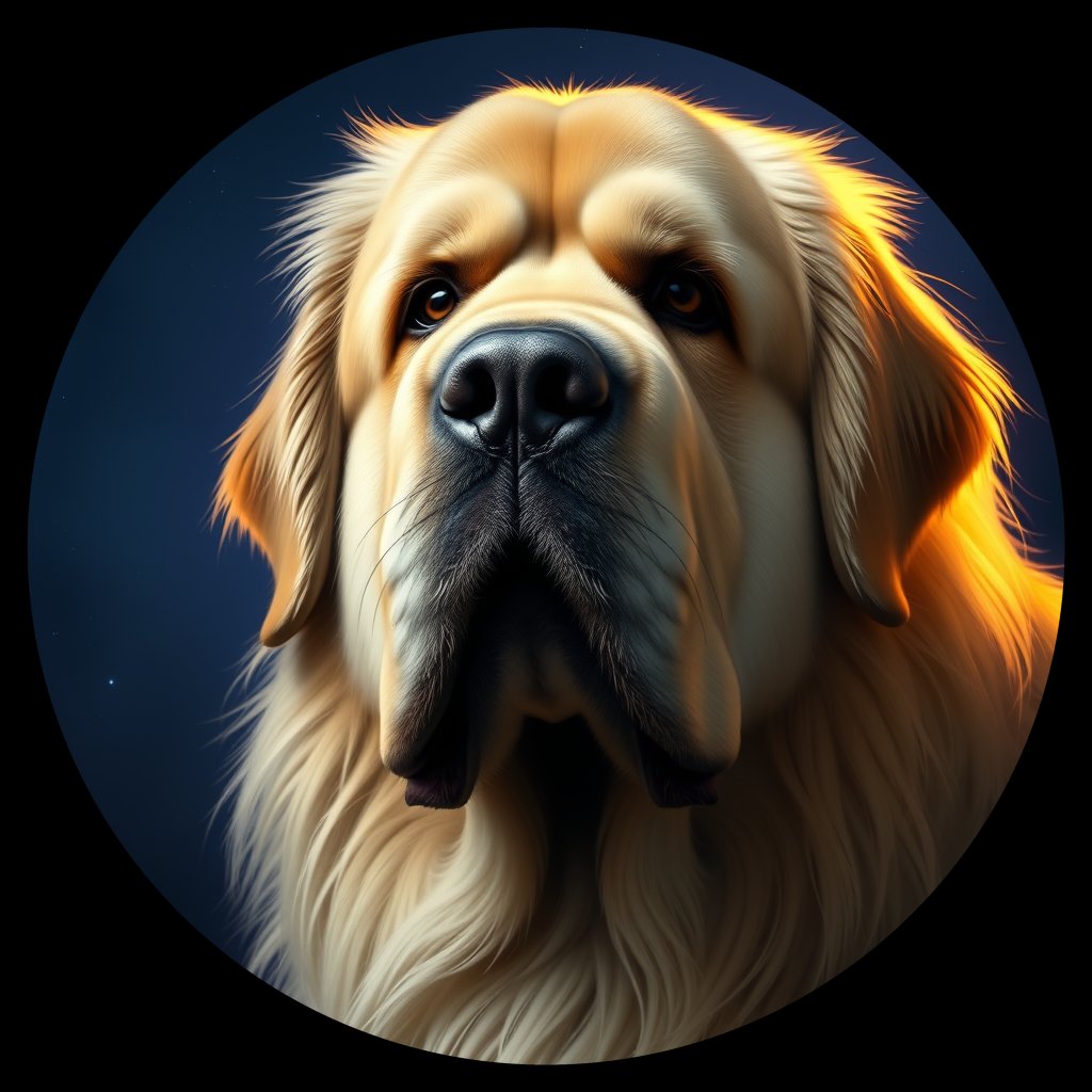Cosmic medallion portrait of PFZ35D08_PFZ35D08, a Newfoundland