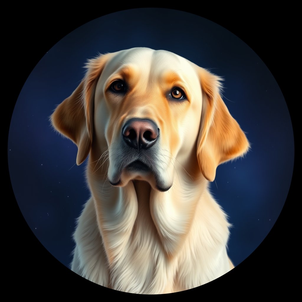 Cosmic medallion portrait of PFZ35D10_PFZ35D10, a Golden Retriever