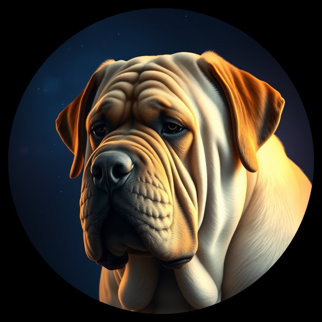 Cosmic medallion portrait of PFZ35D12_PFZ35D12, a Mastiff